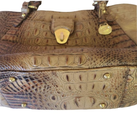 Brahmin Colette Croc Embossed Leather Toasted Almond Ombre Melbourne Handbag - Picture 8 of 16